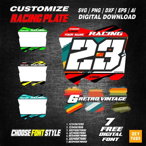 Crf 450 Pattern Retro Motocross Racing Plate Vector Plus Etsy In 2021