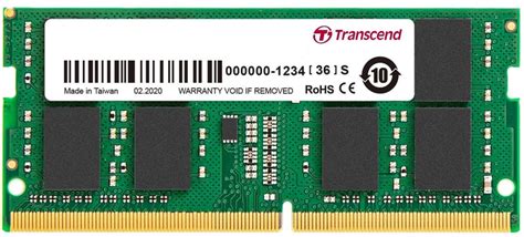 Оперативная память Transcend SODIMM DDR4-3200 16384MB PC4-25600 ...