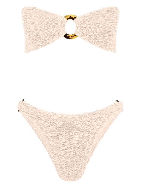 Hunza G Gloria Bandeau Crinkle Bikini Neutrals FARFETCH