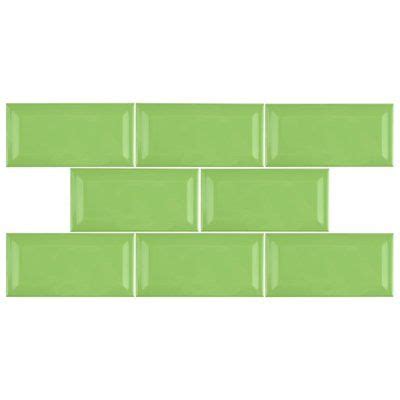 EliteTile Prospect 3 X 6 Beveled Ceramic Subway Tile In Kiwi Green