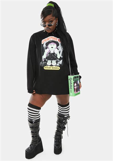 Plus Size Dolls Kill Halloween Graphic Long Sleeve Tee Black Dolls Kill