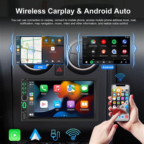 Podofo เครื่องเล่น Mp5ในรถวิทยุสเตอริโอรถยนต์ไร้สาย Carplay เครื่องเล่น