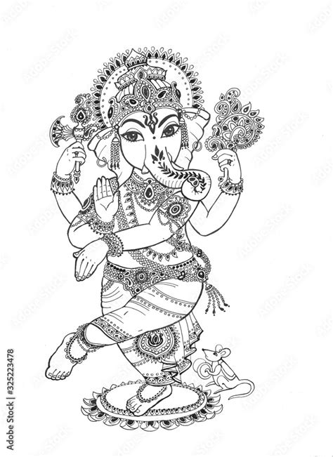 Ganesha Black And White Dancing