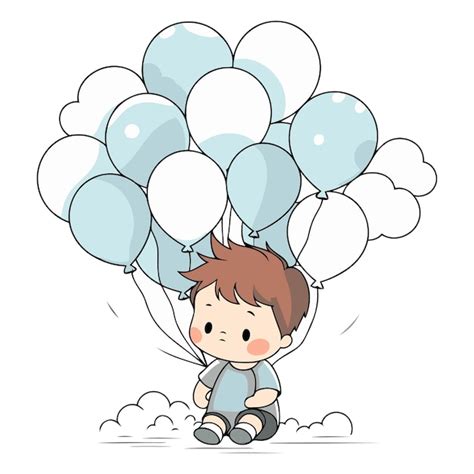 Un Ni O Lindo Con Globos Para Tu Dise O Vector Premium