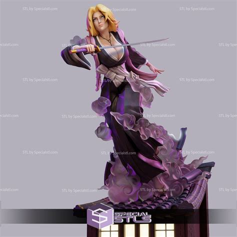 Rangiku Matsumoto In Action STL Files Bleach 3D Printing Figurine