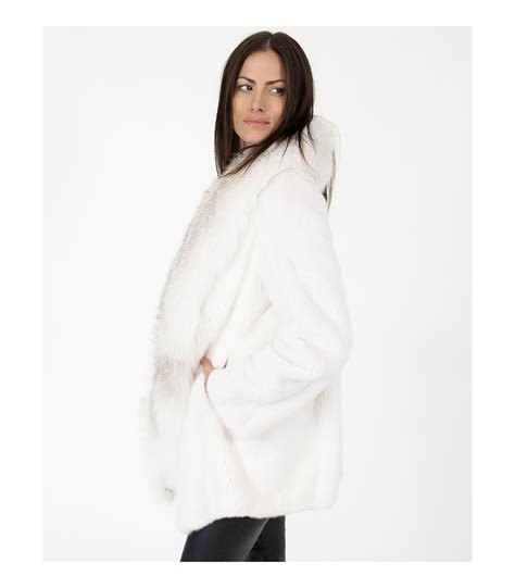 Estelle Bella Bleached White Mink And Fox Fur Coat At