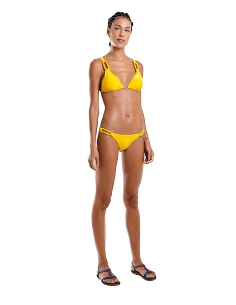 Yellow Brazilian Bikini Bottom With Rope Details Bottom Ubatuba Liso