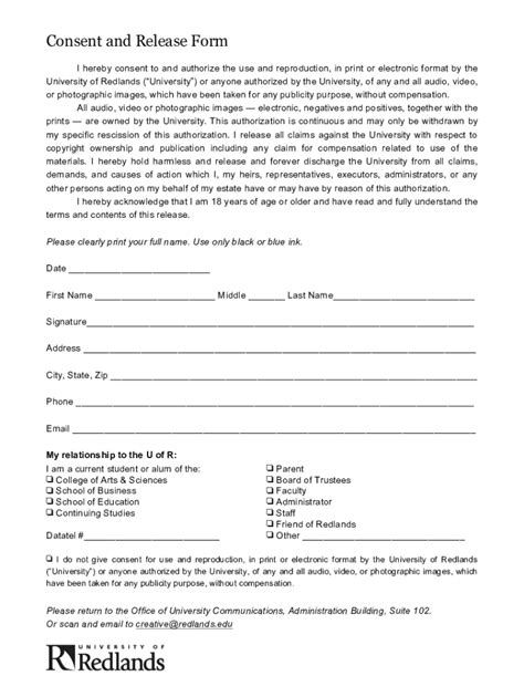 Fillable Online Consent And Authorization Form University Of Florida