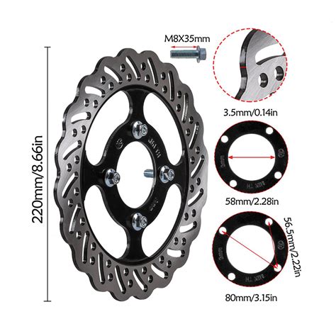 TDPRO 220mm Rear Brake Disc Rotor 58mm For 150cc 350cc Dirt Pit Bike