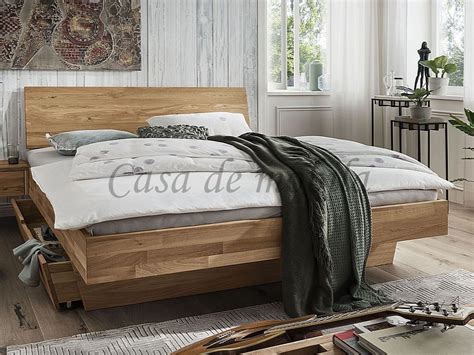 Massivholz Schwebebett ASTORIA 180x200 Wildeiche natur geölt ...