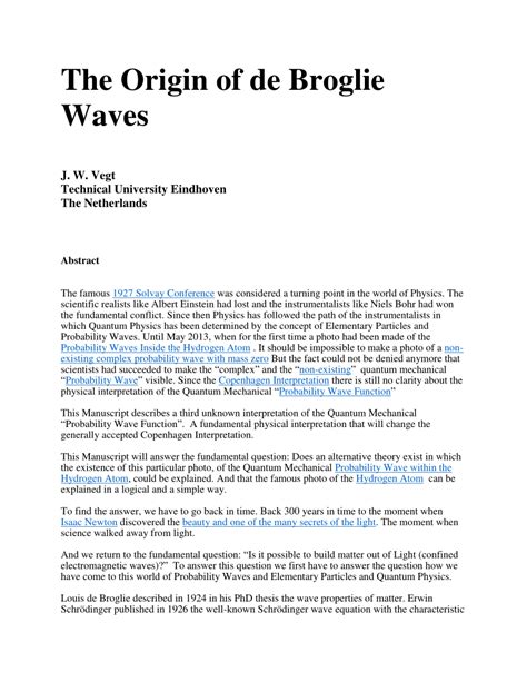 Louis De Broglie Discovery