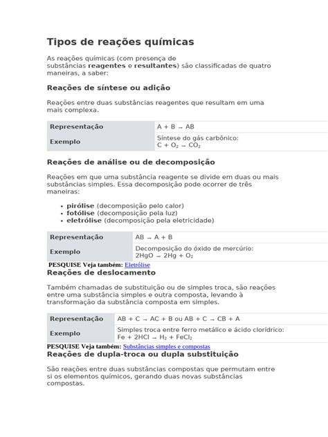 Classificação Das Reações Químicas - Classificação das Reações Químicas | PDF | Reações químicas | Química