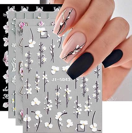 Jmeowio D Fiore Primaverile Adesivi Unghie Nail Art Stickers Unghie