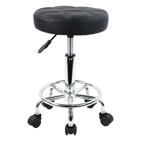 Amazon KKTONER Round Rolling Stool Chair PU Leather Height