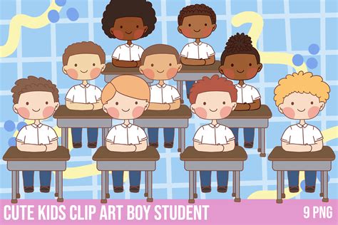 Cute Kids Clipart Boy Student Graphic by annisayuwanda · Creative Fabrica