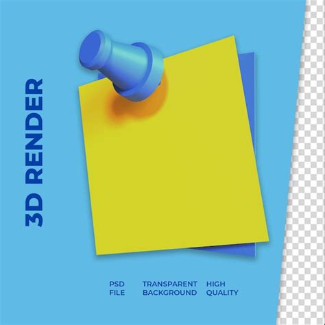 Ícone de notas adesivas de renderização 3d fundo transparente PSD