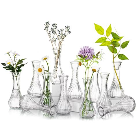 Glasseam 6 Inch Tall Thin Glass Bud Vases Set Of 12 Bulk For Flowers Weddings And Table