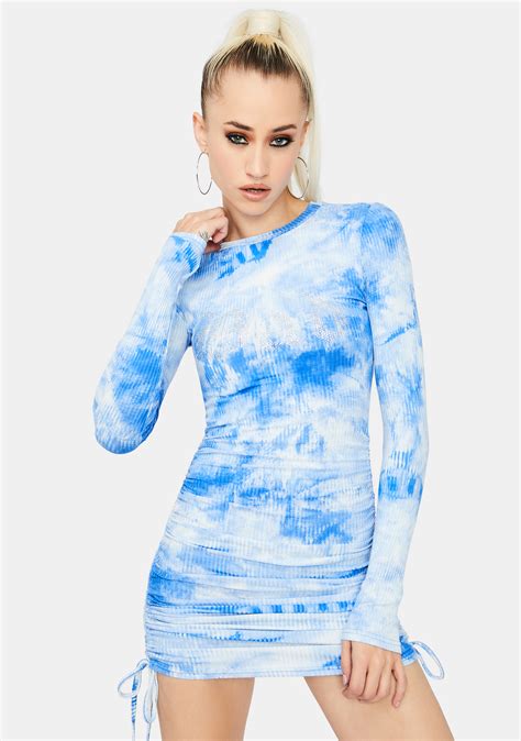 Tie Dye Bodycon Dress Blue Dolls Kill