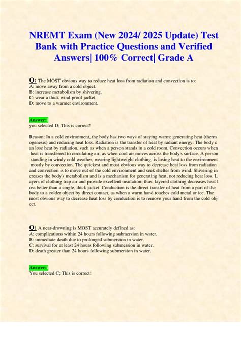 Nremt Exam New Update Test Bank With Practice Questions