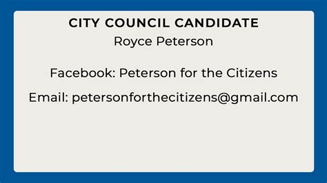 City Council Candidate Royce Peterson 2023 Youtube