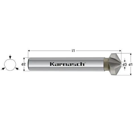 Karnasch HSS XE Taper Deburring Countersink Type C 120 Degree 3 Flat