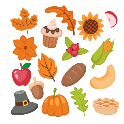 Thanksgiving Day Vector Elements Of Thanksgiving Celebration Harvest