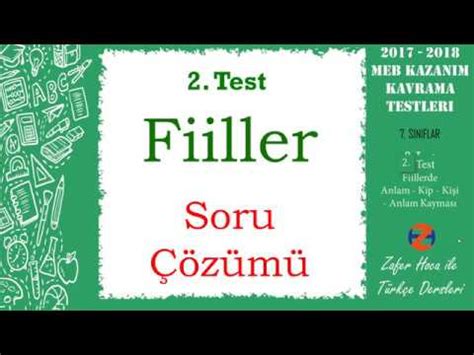 Fiiller 2 Soru Çözümü 7 sınıflar MEB KAZANIM TESTLERİ 2 Test