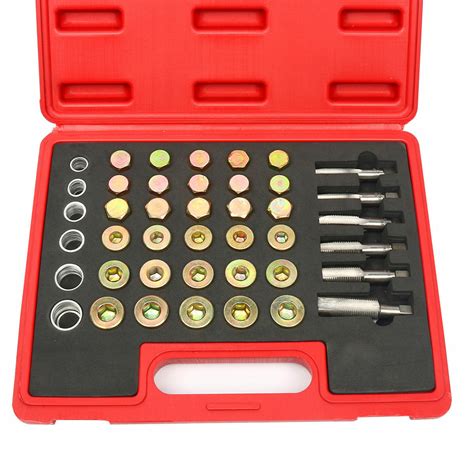 Pc Oil Pan Drain Sump Plug Key Thread Repair Tool Kit Set Drain Plug