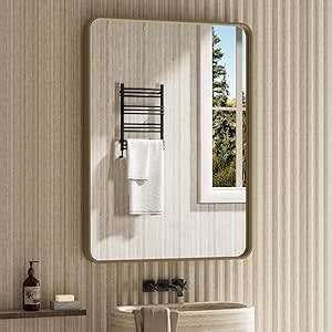 Amazon JISOSO Bronze Bathroom Mirror 22x30 Inch Brushed Bronze