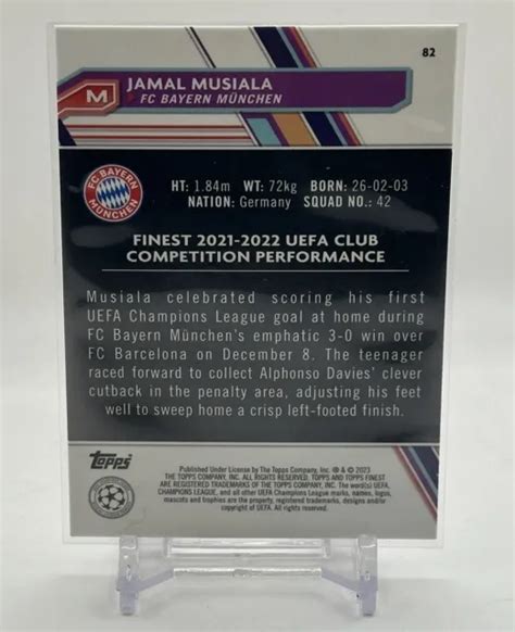 2022 TOPPS FINEST Champions League Jamal Musiala FC Bayern Monaco 82