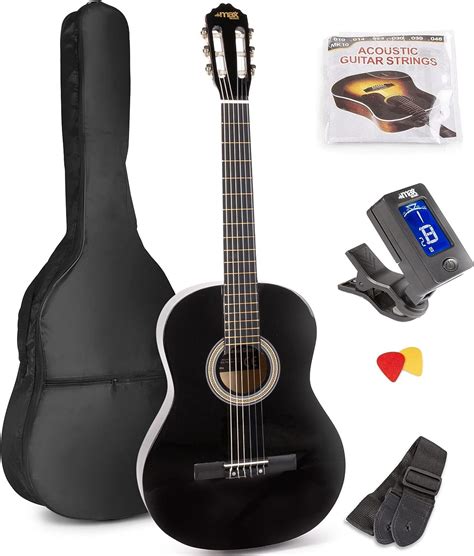 Max SoloArt Guitare Classique Adulte Débutant Noir Cordes en Nylon