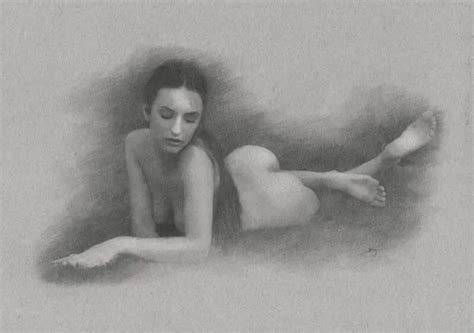 Nude Female Original Drawing Charcoal Fine Art Naked Woman Lady Model