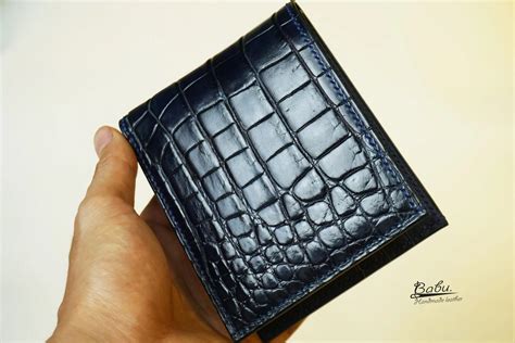 Navy Blue Alligator Wallet Full Grain Alligator Leather Wallet Wl191 Babu Handmade Leather