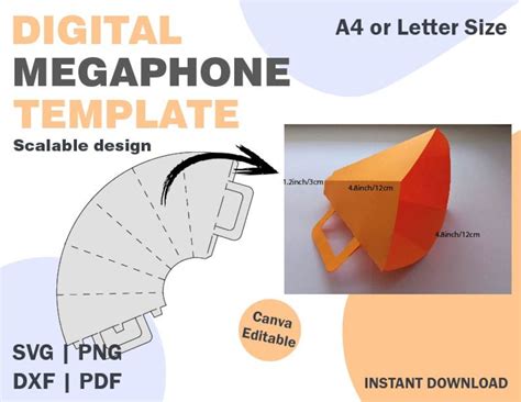 Megaphone Template Svg Dxf Pdf Png Formats Kids Paper Box Mehaphone