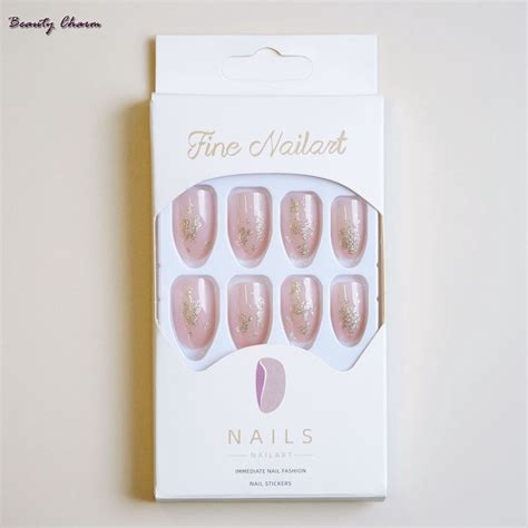 Móng Tay Giả Màu nude Có Lá Vàng Dễ Sử Dụng Đơn Giản Shopee Việt Nam