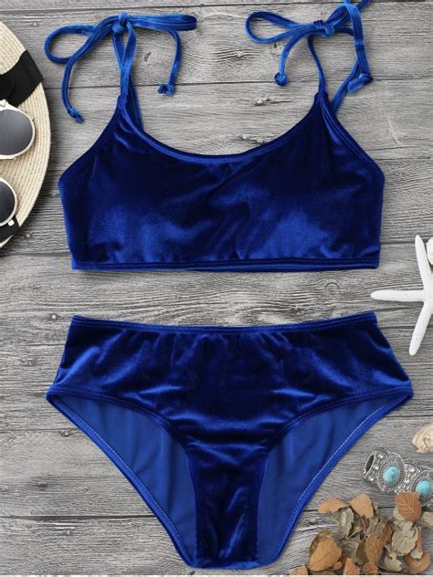 Velvet Padded Bralette Bikini Set Sapphire Blue Bikinis S Zaful