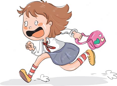 Premium Vector Schoolgirl Running Because She Was Late For School