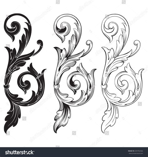 Baroque Vector Set Vintage Elements Design Stock Vector Royalty Free