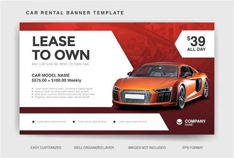 Modern Banner Template For Car Rental Premium Vector