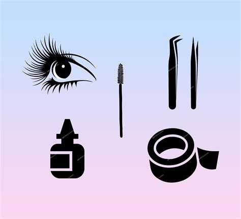 Lash Tool Icons Png Svg Bundle Lash Artist Branding Black Lash Icons Lash Adhesive Tweezers