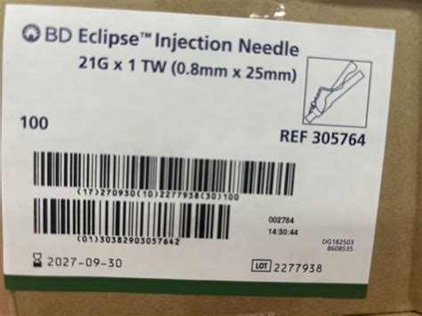 New Bd 305764 Bd Eclipse Injection Needle 21g X 1 Disposables