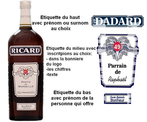 Tiquettes Ricard Personnalis Es Pour Bouteille Inscriptions Au Choix