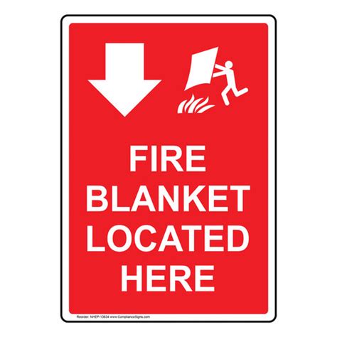 Vertical Fire Blanket Located Here Sign Glow Red US Made