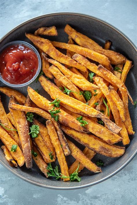 Air Fryer Sweet Potato Fries - Garnished Plate