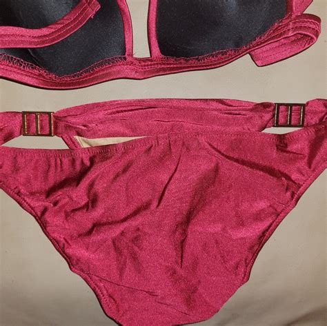 Burgundy Triangle Top Low Rise Bottom Bikini Osfm Gem