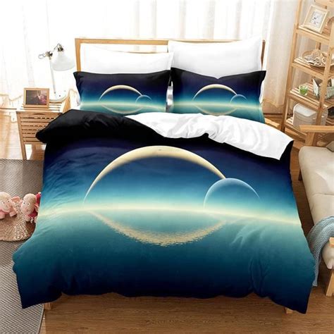 Housse de couette 220x240cm Galaxie avec Planète Galaxie en 3D Avec