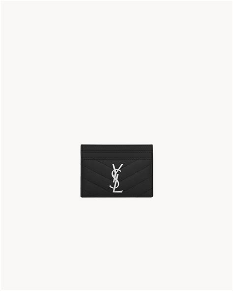 Cassandre MatelassÉ Card Case In Grain De Poudre Leather Saint Laurent