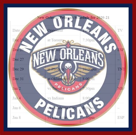 Printable New Orleans Pelicans Schedule And Tv Schedule For 2020 21