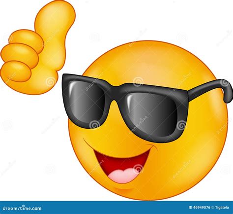 Smiling Emoticon Wearing Sunglasses Giving Thumb Up Stock Vector ...