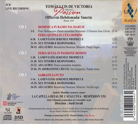 C M D Victoria Passion Officium Hebdomadae Sanctae Sacd